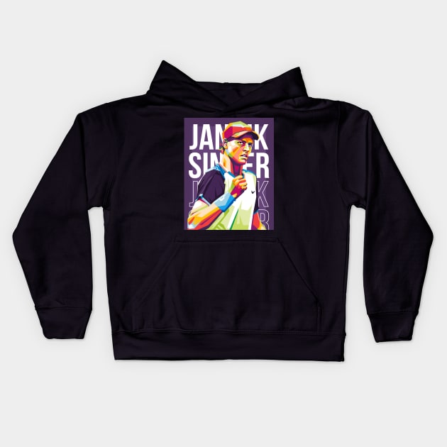 jannik sinner Kids Hoodie by cool pop art house